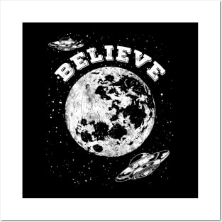 Retro Believe in UFOs Posters and Art